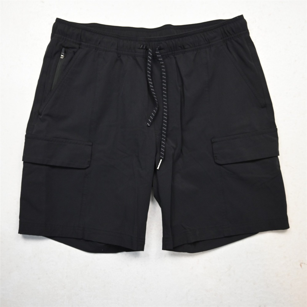 01.ALGO Lx7.75" Black Pull On Athletic Cargo Mens Shorts